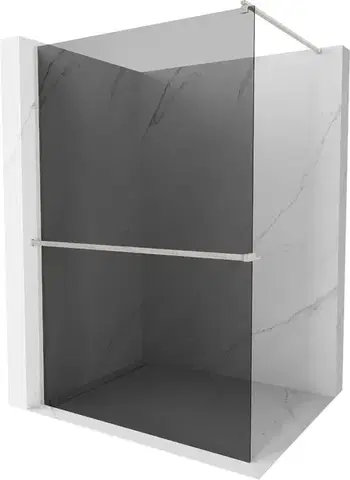 Sprchové dvere MEXEN/S - Kioto+ Sprchová zástena WALK-IN s poličkou a držiakom uterákov 70 x 200, grafit, nikel kartáčovaná 800-070-121-97-40
