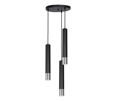 Svietidlá  Luster na lanku NEST 3xGU10/8W/230V čierna/lesklý chróm 1058