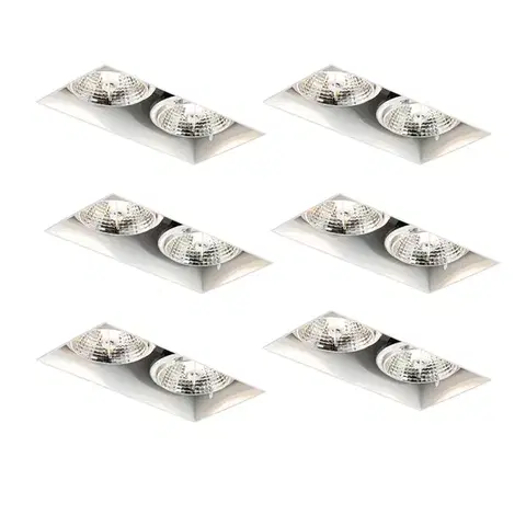 Zapustené svietidlá Sada 6 vstavaných bodových svetiel bielych GU10 70 mm 2-svetlo bez rámu - Oneon