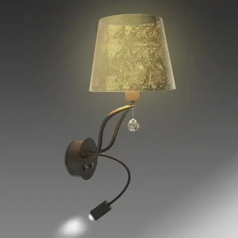 Moderné lampy do obývačky Nástenná lampa A0029-220 Saria 1x 6 W E14 LED + 8 W LED čierno-zlatá 3000 K