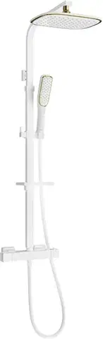 Sprchy a sprchové panely MEXEN/S - CQ49-SPRCHOVÁ SADA S TERMOSTATICKOU BATÉRIOU, BIELO / ZLATÁ 772504995-25