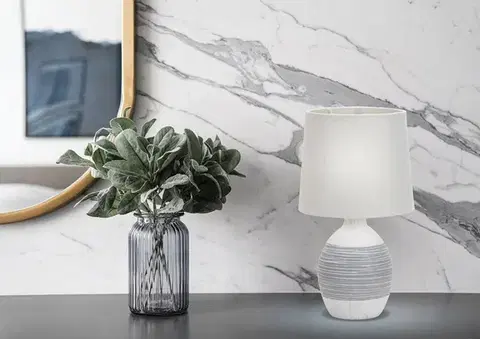 Stolové lampy Sivá keramická nočná lampa Ambon
