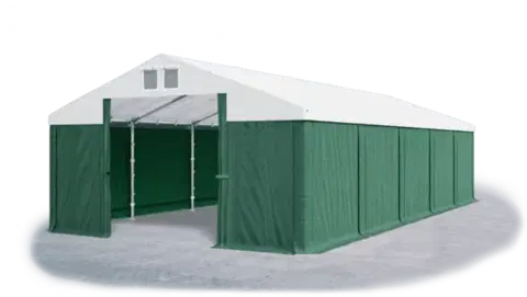 Záhrada Skladový stan 5x10x2,5m strecha PVC 560g/m2 boky PVC 500g/m2 konštrukcie ZIMA PLUS Bílá Zelená Zelená