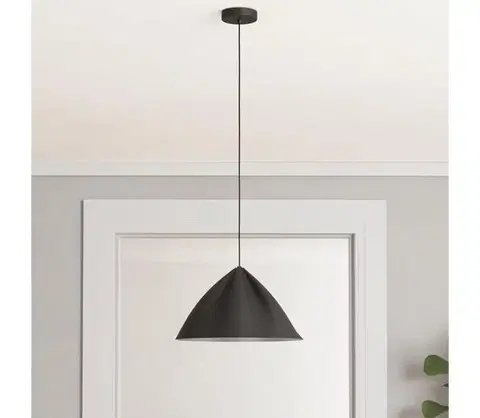 Svietidlá Eglo 900835 - Luster na lanku PODERE 1xE27/40W/230V čierna 900835