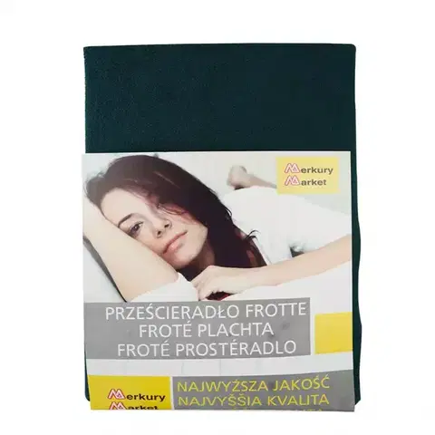 Bytový textil Prestieradlo froté s gumičkou 200x220 flašková zelená 74