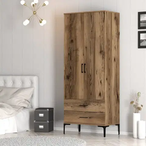 Šatňové skrine Šatníková skriňa Kumsal T - Walnut