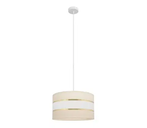 Svietidlá  Luster na lanku HELEN 1xE27/15W/230V pr. 35 cm krémová/zlatá W-KM 0803/1 EC+GO+MAT