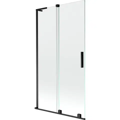 Sprchové dvere MEXEN/S - Velar L dvojkrídlová posuvná vaňová zástena 100 x 150, transparent, čierna 896-100-003-01-70