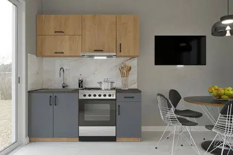Kuchynské linky CAPRI M 180 malá kuchynská linka, kraft zlatý/antracit