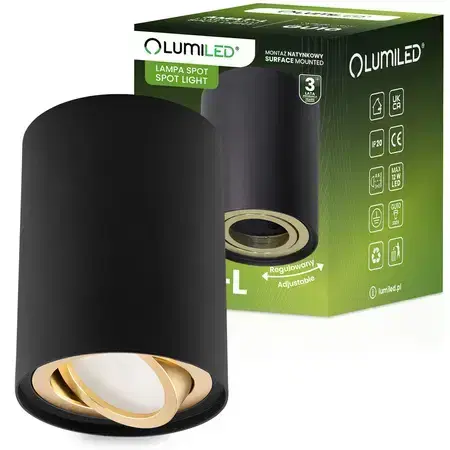 Lampy do obývačky Stropné  bodové svietidlo Amat 115 mm Black/Gold O K1