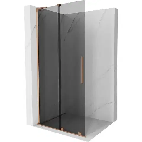 Sprchové dvere MEXEN/S - Velar L Sprchová zástena posuvná Walk-in 120 x 200, grafit 8 mm, meď kartáčovaná 871-120-003-43-65