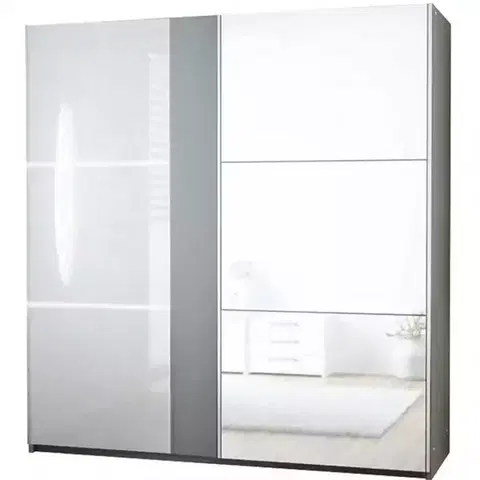 Šatníkové skrine Skriňa Tunis 200 cm biela/fialová  Led