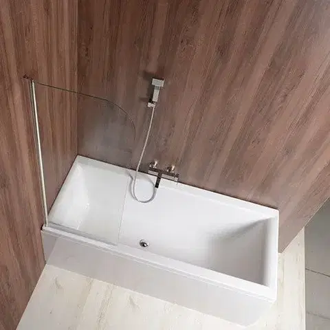 Sprchové dvere AQUALINE - VILMA vaňová zástena 600x1400, chrom, číre sklo AQ6014