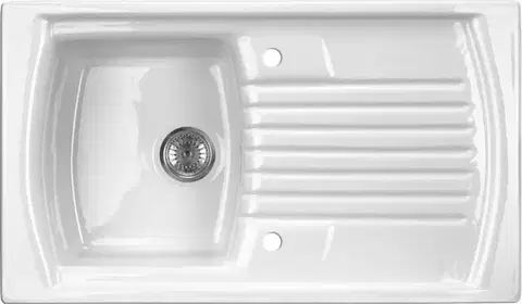 Kuchynské drezy DEANTE DEANTE - Lusitano biela - Keramický drez, 1 - bowl s odkvapkávačom ZCL_611N