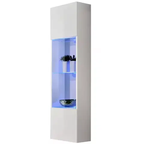 Vitríny v podkrovnom štýle Vitrína Fly 42+Sklo biely+LED