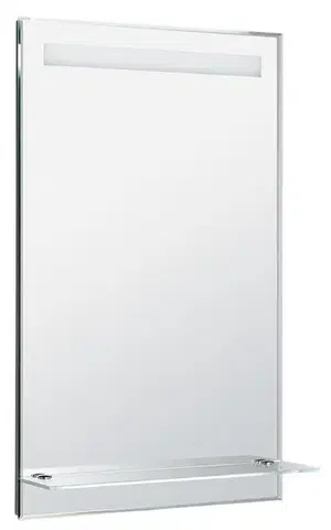Kúpeľňové zrkadlá AQUALINE - Zrkadlo s LED osvetlením a policou 50x80cm, gombíkový vypínač ATH52