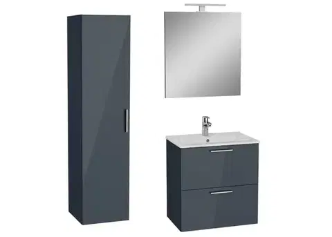 Kúpeľňový nábytok Kúpeľňová zostava s umývadlom 60 cm vrátane umývadlovej batérie, vtoku a sifónu VitrA Mia antracit KSETMIA60A KSETMIA60A