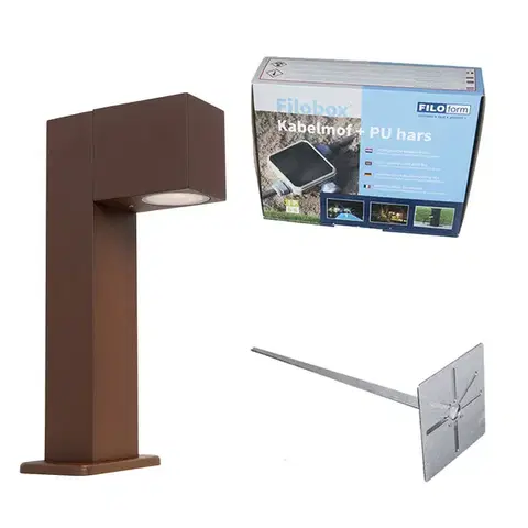 Zahradne stlpove lampy Priemyselné stojace vonkajšie svietidlo hrdzavohnedá 30 cm IP44 - Baleno