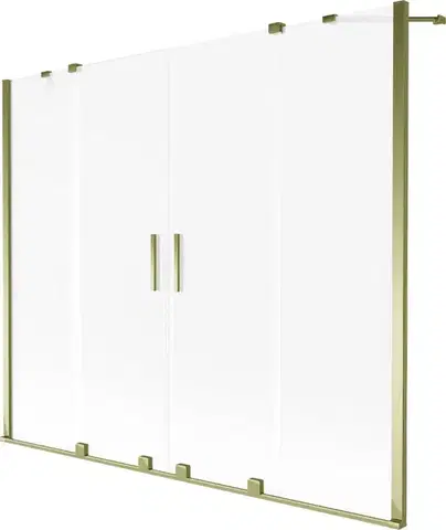 Sprchové dvere MEXEN/S - Velar Duo dvojkrídlová posuvná vaňová zástena 200 x 150 cm, dekor, zlatá 896-200-000-32-50