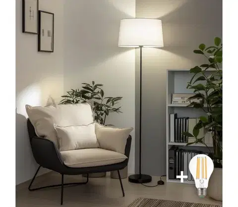 Lampy BRILAGI - LED stojacia lampa CERIA 1xE27/40W/230V pr. 45 cm biela/čierna SA2187+EG781041
