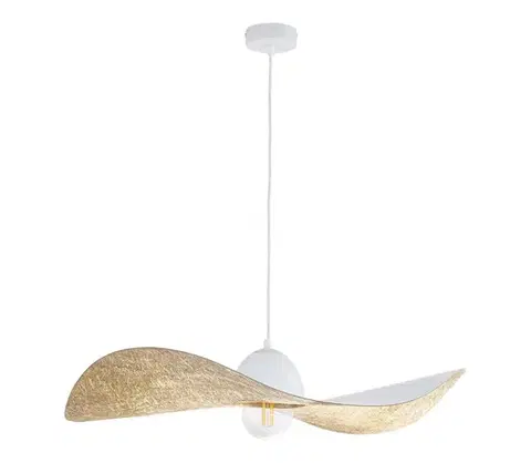 Svietidlá  Luster na lanku KAPELLO 1xE27/60W/230V pr. 76 cm biela/zlatá 32338