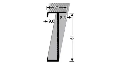 Schodové lišty a profily Schodový profil 21 x 51 mm pre krytiny do 9,8 mm (skrutkovací) | Küberit 847 Im.nerezu F2