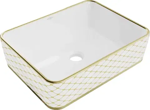 Umývadlá MEXEN - Catia umývadlo na dosku 48 x 37, biela/zlatá vzor 21314809