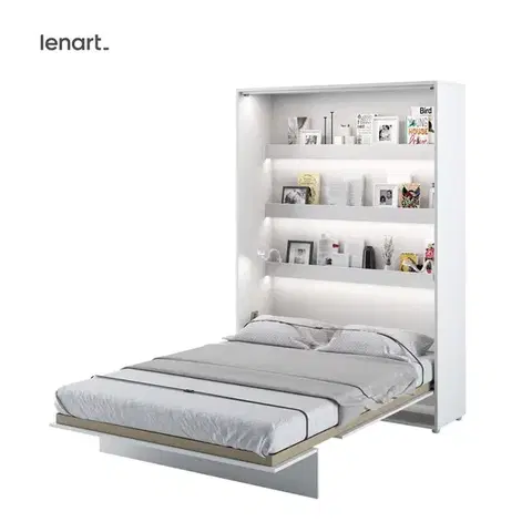 Postele Dig-net nábytok Sklápacia posteľ Lenart BED CONCEPT BC-01p | biely lesk 140 x 200 cm