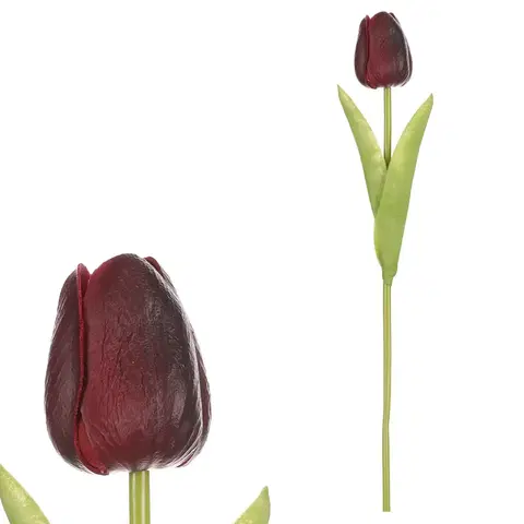 Kvety Umelý penový Tulipán mini, tmavočervená, 5 x 5 x 34 cm