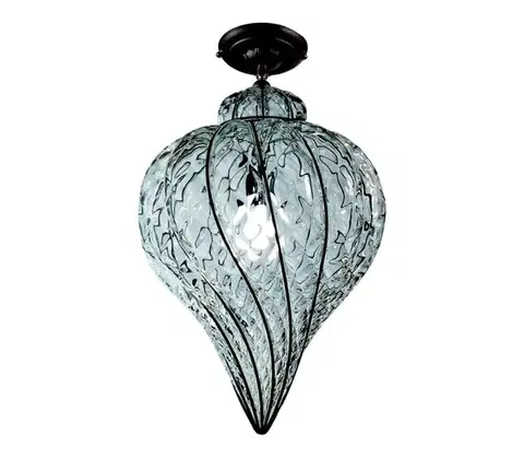 Svietidlá SIRU - Prisadený luster GOCCIA 1xE27/60W/230V pr. 25 cm číra/hnedá benátske sklo MC111-035CRB