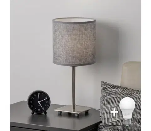 Lampy BRILAGI - LED stolová lampa NUBILA 1xE27/60W/230V sivá EG32509+BG1582