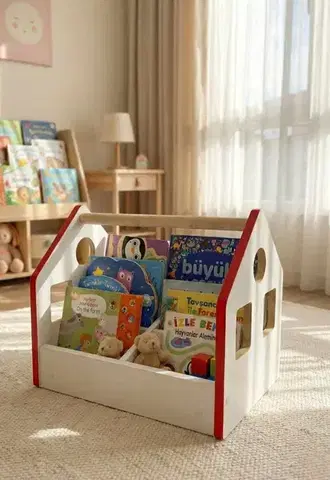 Regály BUDDY detský regál na knižky, červená/biela