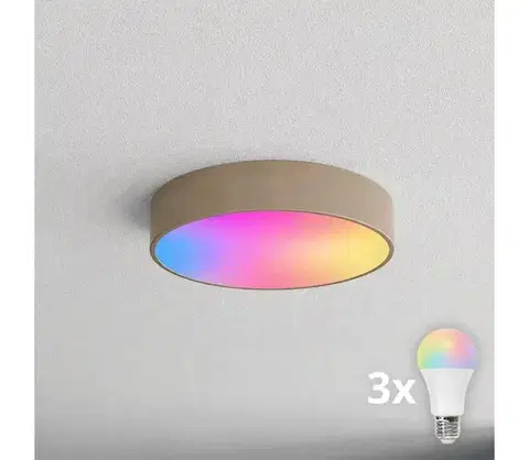 Svietidlá BRILAGI - LED RGBW stmievateľné stropné svietidlo CLARE 3xE27/12W/230V béžové BG1589+3xAI0819