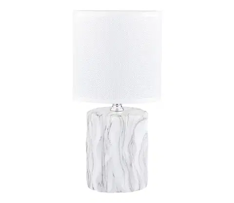 Lampy Zuma Line HS8603-WH - Stolná lampa 1xE14/40W/230V biela/dekor mramoru HS8603-WH