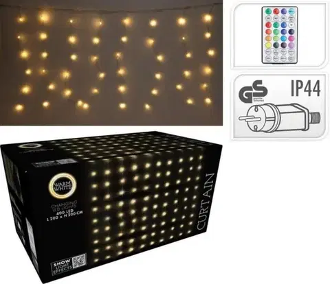 Vianočné osvetlenie Kinekus Svetlo vianočné 400 LED teplé biele, záves, s diaľkovým ovládaním, vonkajšie/vnútorné