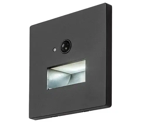 LED osvetlenie Rabalux 77197-LED Schodové svietidlo s pohybovým a súmrakovým senzorom LUNCA 1W/230V 3000/4500/6500K Čierna 77197
