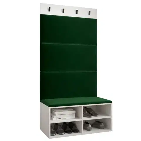 Spálňové šatníkové skrine Predsieňový nábytok Miro biela panel zelená
