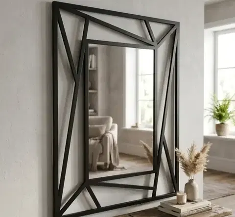 Dekorácie a bytové doplnky Dekoratívne zrkadlo 69cm x 95cm čierne