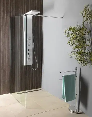 Sprchovacie kúty AQUALINE - WALK-IN stena na inštaláciu na múr so vzperou, jednodielna, 800 sklo číre WI081