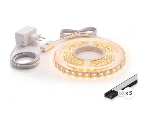 LED osvetlenie SmartLED SADA 1x LED pásik MYLIVING LIGHTSTRIP LED/22W/230V 5m + 5x zapustené profily 1 m 5xSD0029+1xP2022