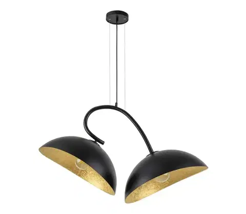 Svietidlá  Luster na lanku SPACE 2xE27/60W/230V čierna/zlatá 40585