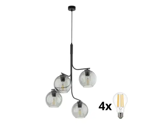 Svietidlá  LED luster na lanku CESAR 4xE27/15W/230V čierna/dymová sivá 5727
