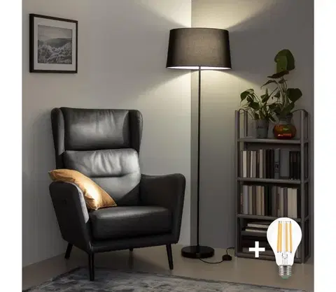 Lampy BRILAGI - LED stojacia lampa CERIA 1xE27/40W/230V pr. 45 cm čierna SA2187+EG781044