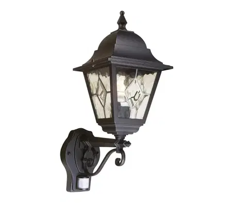 Svietidlá Elstead - Vonkajšie nástenné svietidlo so senzorom NORFOLK 1xE27/100W/230V IP43 NR1-PIR-BLACK