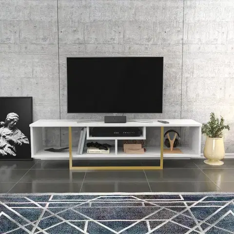 TV stolíky TV stolík Asal 150 - White, Gold