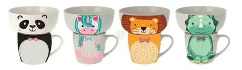 Misy a misky Kinekus Miska 600ml a hrnček detský 360ml, sada, mix 4 zvieracích motívov