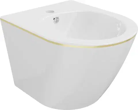 Doplnky do kúpeľne MEXEN - Lena bidet závesný, biela/zlatá linka 35224805