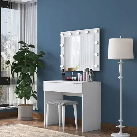 Kozmetický stolík FINGER kozmetický stolík so zrkadlom, biela