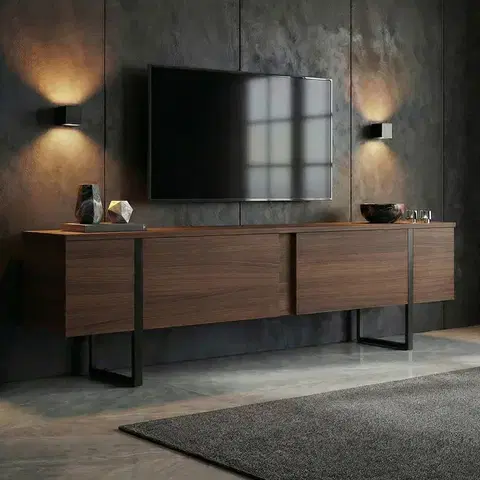 TV stolíky ROME TV stolík na nožičkách, orech Milano/čierna