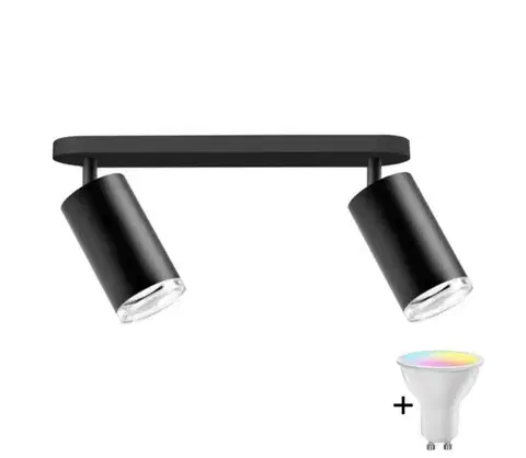 Svietidlá  LED RGBW stmievateľné kúpeľňové bodové svietidlo TURYN 2xGU10/4,8W/230V IP44 čierne SA1914+2xAI2382